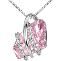 Wish Stone Pendant Necklace, Necklaces for Women with Birthstone Crystals, Allergy-Free Jewelry for Women with Gift Box, 24K Rose Gold Plated or Silve