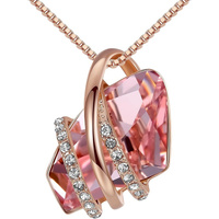 Wish Stone Pendant Necklace, Necklaces for Women with Birthstone Crystals, Allergy-Free Jewelry for Women with Gift Box, 25K Rose Gold Plated or Silve