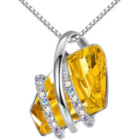 Wish Stone Pendant Necklace, Necklaces for Women with Birthstone Crystals, Allergy-Free Jewelry for Women with Gift Box, 27K Rose Gold Plated or Silve