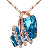 Wish Stone Pendant Necklace, Necklaces for Women with Birthstone Crystals, Allergy-Free Jewelry for Women with Gift Box, 28K Rose Gold Plated or Silve