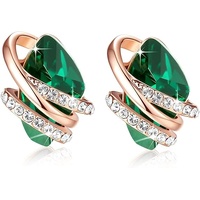 Infinity Love Heart Birthstone Earrings for Women, Crystal Stud Earrings with Healing Stones, Allergy-Free Jewelry for Women with Gift Box, Silver-ton