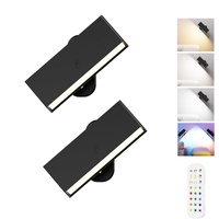 LED Wall Lights 2 Pack with Remote,Wall Sconces Lamp 3000mAh Rechargeable Battery Operated,3 Color Temperatures & 12 RGB Dimmable Magnetic 360° Rotati