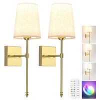 Battery Operated Wall Sconce, 5000mAh Rechargeable Dimmable RGB Wall Sconce Set of 2 with Remote, 3 Color Temperature Indoor Battery Powered Wall Lamp