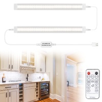 Led Under Cupboard Kitchen Lights, Dimmable Bar Cupboard Lights with Remote Control for Wardrobe,Cupboards, Closets, Display Cabinets（Natural White,2 