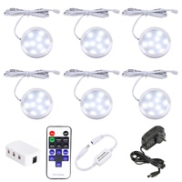 Dimmable LED Under Cabinet Lighting, Counter Showcase Kitchen Lighting Fixtures with 12V Plug in Adapter and Dimmable Wireless Remote Control, 6 Ultra