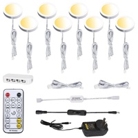 LED Under Cabinet Puck Lights CCT Light Color Temperature Adjustable Warm+White Double Color with Dimmable RF Remote Controller for Kitchen Shelf Ambi
