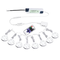 Linkable Under Cabinet LED Lighting 12V Slim Aluminum Dimmable Puck Lights Direct Wired with RF Remote Control for Kitchen Lighting(8pack Daylight Whi