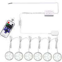 Linkable Under Cabinet LED Lighting 12V Slim Aluminum Dimmable Puck Lights Direct Wired with RF Remote Control for Kitchen Lighting(6pack,Daylight Whi