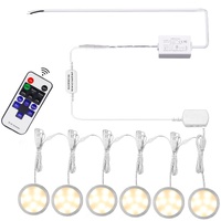 Linkable Under Cabinet LED Lighting 12V Dimmable Puck Lights Hardwired with Wireless RF Remote Control for Kitchen Mood Lighting(6 Lights, Warm White)