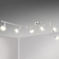 LED Ceiling Light 6 Way Rotatable Spot Lights for Ceiling,Flexible Ceiling Lights for Bedroom,Living Room,Nickel with Protectiv Bulb Trims(Gu10 Bulbs 