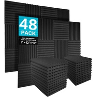 JBER Acoustic Panels  Foam Wedges 48pcs 30x30x2.5cm for Soundproof Padding Wall