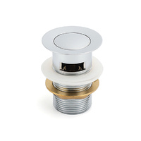 32mm Pop Up Push Brass Waste Plug Overflow Basin Sink Drain Chrome Kit Watermark