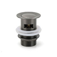 Gun Metal Brass 32mm Push Pop Up Plug Overflow Basin Sink Drain Outlet Waste Kit