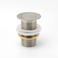 Brushed Nickel 32mm Push Pop Up Waste Plug Non-Overflow Basin Sink Drain Outlet