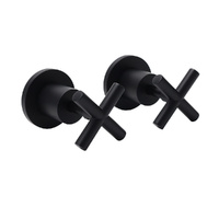 Matt Black 1/4 Turn Twin Taps Hot Cold Water Control Mixer For Bath Spout Shower
