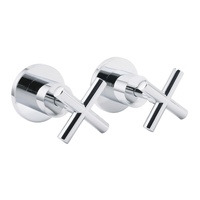Mirror Chrome 1/4 Turn Twin Taps Hot Cold Water Control Mixer For Bath Spout Set
