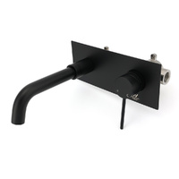 Matt Black Round Basin Mixer Bathtub Wall Mounted Faucet Tap Laundry Spout Set