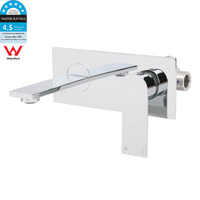 WELS 4.5L/m Chrome Square Wall Mounted Basin Mixer Laundry Faucet Tap Spout Set