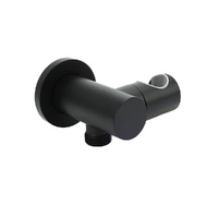 Matt Black Brass Hand Shower Bracket Swivel Holder Wall Elbow Connector Water Inlet Kit