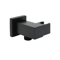 Matt Black Square Water Inlet Shower Head Bracket Adjustable Holder Wall Elbow Connector