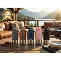 Pawstock 3-in-1 Insulated Dog Water Bottle with Dual Bowls – 1L Stainless Steel Travel Bottle - Navy