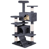 CARLA HOME 134cm Cat Tree Tower for Indoor Cats with Plush Perches, Dual Condos, Natural Sisal Scratching Posts & Ramp for Kittens & Adult Cats (Dark 