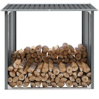 Outdoor Log Storage Shed 91cm Firewood Rack Steel w/ Raised Floor & Sloping Roof