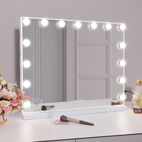 Hollywood LED Vanity Mirror Rectangle White Silver Wall Mirror