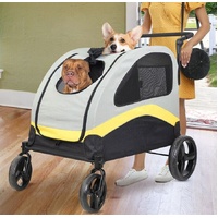 Dog Stroller w/ Divider, Foldable Pet Cart