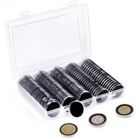 100PCS Clear Plastic Coin Holder Storage Box 20-30mm