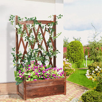 Elevated Wooden Planter Box L-64x36.5x115cm with Trellis