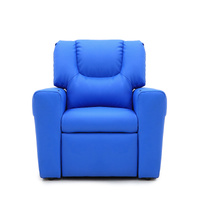 Kids Light Blue Recliner Chair w/ Footrest & Cup Holder