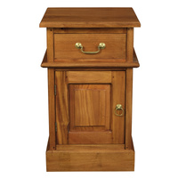 Tasmania 1 Solid Door 1 Drawer Bedside (Light Pecan)