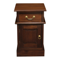 Tasmania 1 Solid Door 1 Drawer Bedside (Mahogany)
