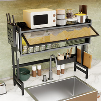85CM Over The Sink Dish Drying Rack Carbon Steel Space Saving Above for Kitchen