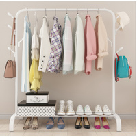 White Heavy Duty Clothes Rail Rack Hanging Garment Display Stand Shoe Storage Shelf