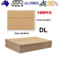 100x Kraft Envelopes Brown DL Mailer for Standard Business Wedding Party 120GSM