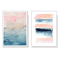 Wall Art 100cmx150cm Abstract Pink 2 Sets White Frame Canvas