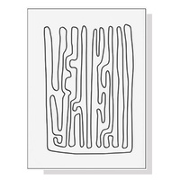 Wall Art 90cmx135cm Black And White Lines White Frame Canvas
