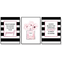 Wall Art 60cmx90cm Fashion Prints 3 Sets Black Frame Canvas