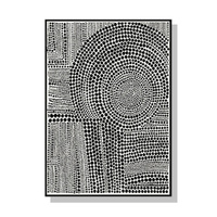 Wall Art 90cmx135cm Clustered Dots B Black Frame Canvas