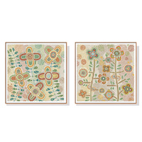 Wall Art 90cmx90cm Lovely Pattern II 2 Sets Wood Frame Canvas
