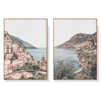 Wall Art 70cmx100cm Italy Positano 2 Sets Wood Frame Canvas