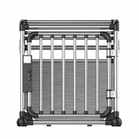 Aluminium Dog Travel Crate 56x65x77cm - Medium Pet Car Transport Cage Kennel Box