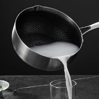 20cm 316L Stainless Steel Saucepan Compound Steel Honeycomb Nonstick Sauce Pan with Glass Lid 2.2L Pot Stay-Cool Handle Multipurpose Milk Saucepan, In