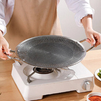 Honeycomb Non-Stick Grill Skewer Plate, 316 Stainless Steel, Portable Barbecue Grill with Handle, Universal Induction Cooktop Compatible, Round Shape,
