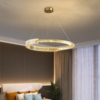 BAMDECOR C3318/1 Modern Crystal Chandeliers Lighting Fixtures Contemporary Round Chandelier Lighting Fixtures Crystal Pendant Ceiling Lights(Gold)