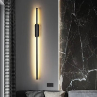 BAMDECOR Modern Minimalist Wall Light Long Tube LED Black Bedside Sconces Wall Lights with with Acrylic Shade, Wall Mounted Deco Lamp for Living Room 