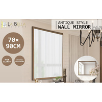 Wall Mirror Rectangular Frame Bathroom 70x90cm Antique Brown