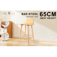 Wooden Bar Stool Dining Chair Ash Wood ELISE 65cm